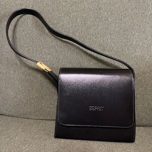 Vintage Esprit small black leather bag